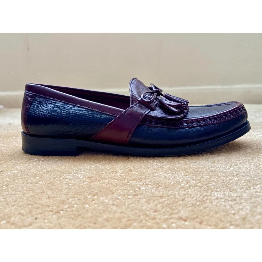 Johnston Murphy Mens Brown Black Leather Tassel Loafer Staple Shoes Size 10